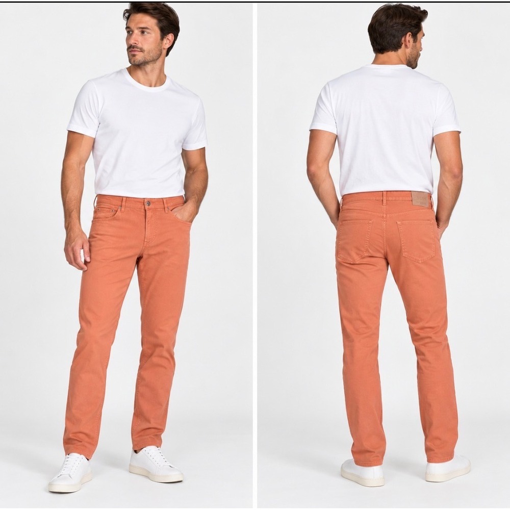 BRAX Chuck Modern Fit Pants Jeans 34 Peach/Coral Stretch 5 Pocket Straight Leg